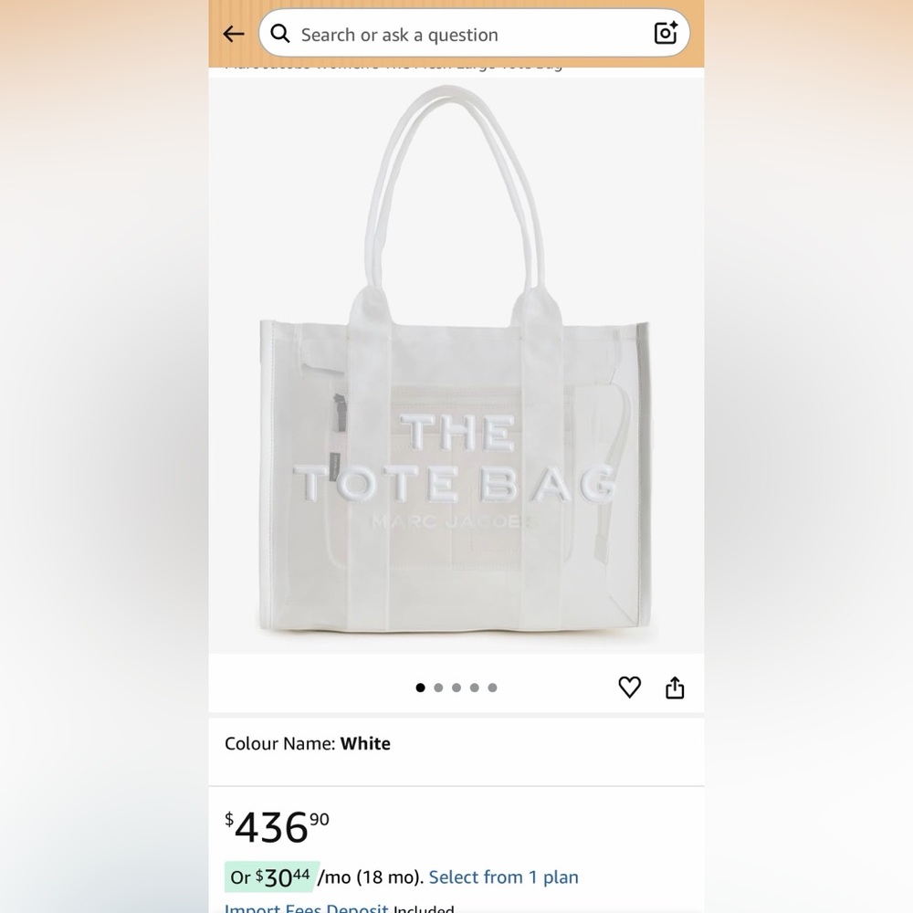 Marc Jacobs White Clear 'The Tote Bag' with White Trim - Picture 8 of 8